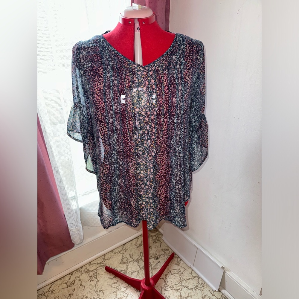 Blue Floral Blouse